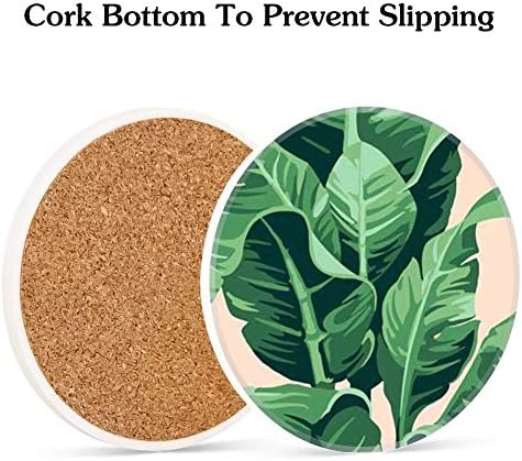 Coaster for Cup Glasses Banana Leaves Rub Tabletop Protective Gifts Home Kichen Living Room Decorations