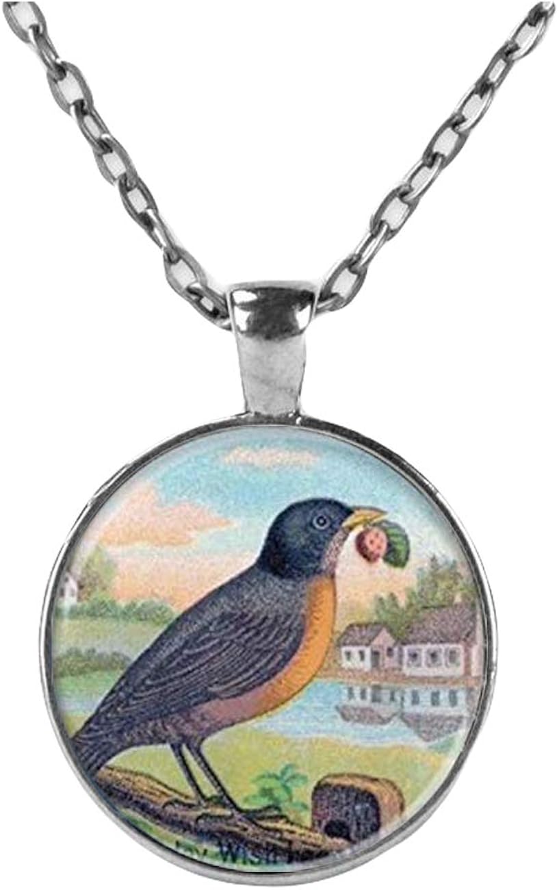 Goodnight cat Bird Art Pendant, Vintage Style
