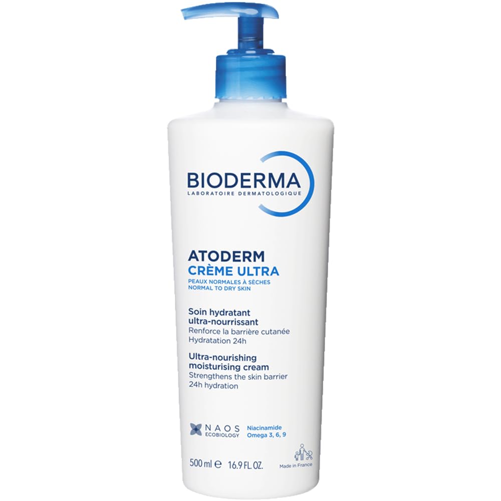Bioderma Atoderm Cream Ultra Moisturiser - Ultra-Nourishing & Protecting Daily Face Cream & Body Cream, Intense Hydration & Comfort to Re-Build the Skin Barrier, Unfragranced, 500ml