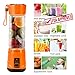 Portable USB Personal Blender with Travel Jar, Smoothie Maker and Juicer, Portable Single Serve for Shakes and Smoothies | High Speed, Powerful, 350ml, BPA-free, 4 Blades - Orange | Upgrade Version