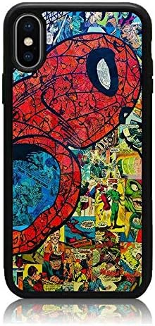iPhone Xs Case, Soft TPU & Hard Back Shock Absorption Scratch Proof Slim Protective Case Cover for iPhone Xs 5.8 Inch Spider Man Comic Collage 2018 Release