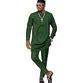 ATLYCOLOR African Church Suits for Men Dashiki Shirt Pant Two Piece Outfits Casual Attire Nigerian Clothes