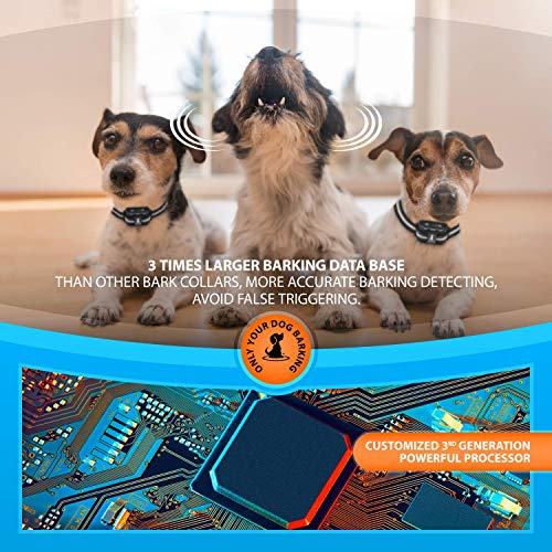 Smart Rechargeable Humane Bark Collar - Anti Barking Dog Collars with Beep Vibration, No Harm Shock, 5 Sensitivity Levels - Adjustable for Large, Medium or Small Dogs - Smart Q9 Bark Control Device