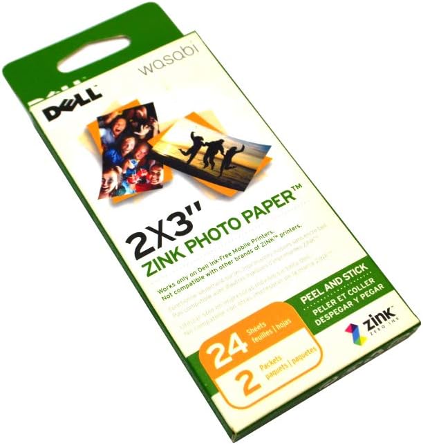 Dell Wasabi 2x3" 24 Sheets Zink Photo Paper Peel and Stick For Ink-Free Mobile Printers M262K 0M262K CN-0M262K.