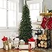 Best Choice Products 6ft Pre-Lit Hinged Fir Artificial Pencil Christmas Tree w/ 250 Warm White Lights, Foldable Stand, Green