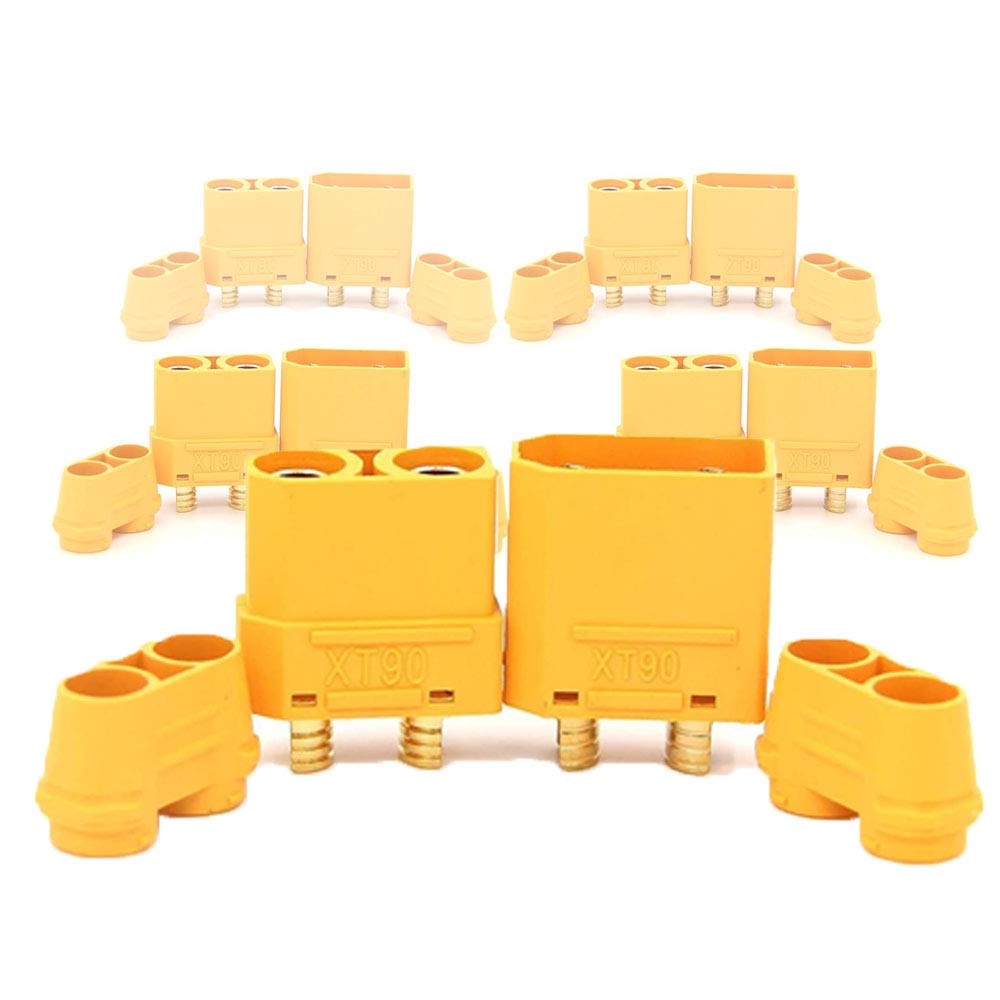 5 Pairs Amass XT90 XT-90 XT90H Male and Female Bullet Connector Plug for RC Lipo Battery Motor, ESC, and Charge Lead