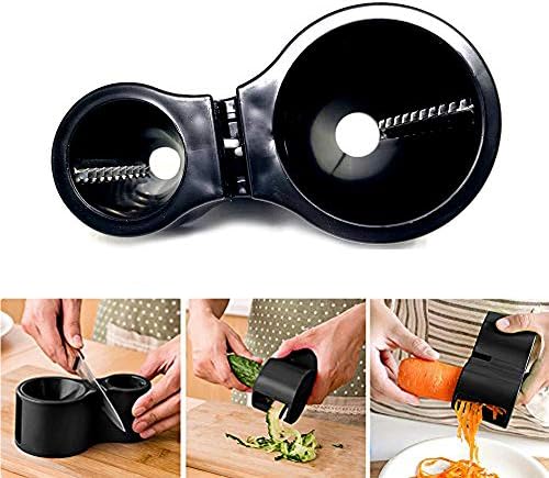 BWD Vegetable Spiralizer Spaghetti Maker Black/Kitchen Knife Sharpener Zucchini Cucumber Carrot Radish/Spiral Cuts and Ribbons/Pastas Stir Fry Salads/Stainless Steel Blades/Dishwasher Safe