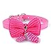 MEKBOK Cute Knit Bowknot Adjustable PU Leather Dog Puppy Pet Collars Necklace (Hot Pink)