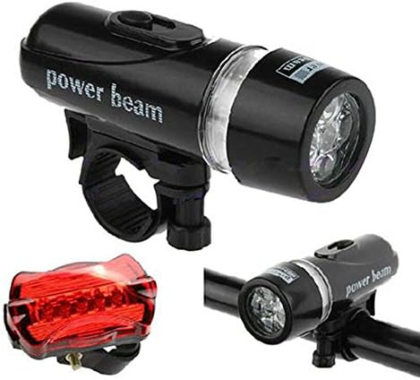 teambuckle 5 LED Bicycle Bike Cycling Front Head Lamp Light + Rear Tail Safety Flashlight