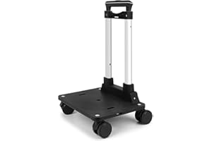 Zoofen Folding Hand Truck Lightweight Luggage Cart with 4 Wheels Compact Trolly Cart with 2 Elastic Ropes for Luggage,Backpack, Bags, Travel and Office Use(24 * 31cm)