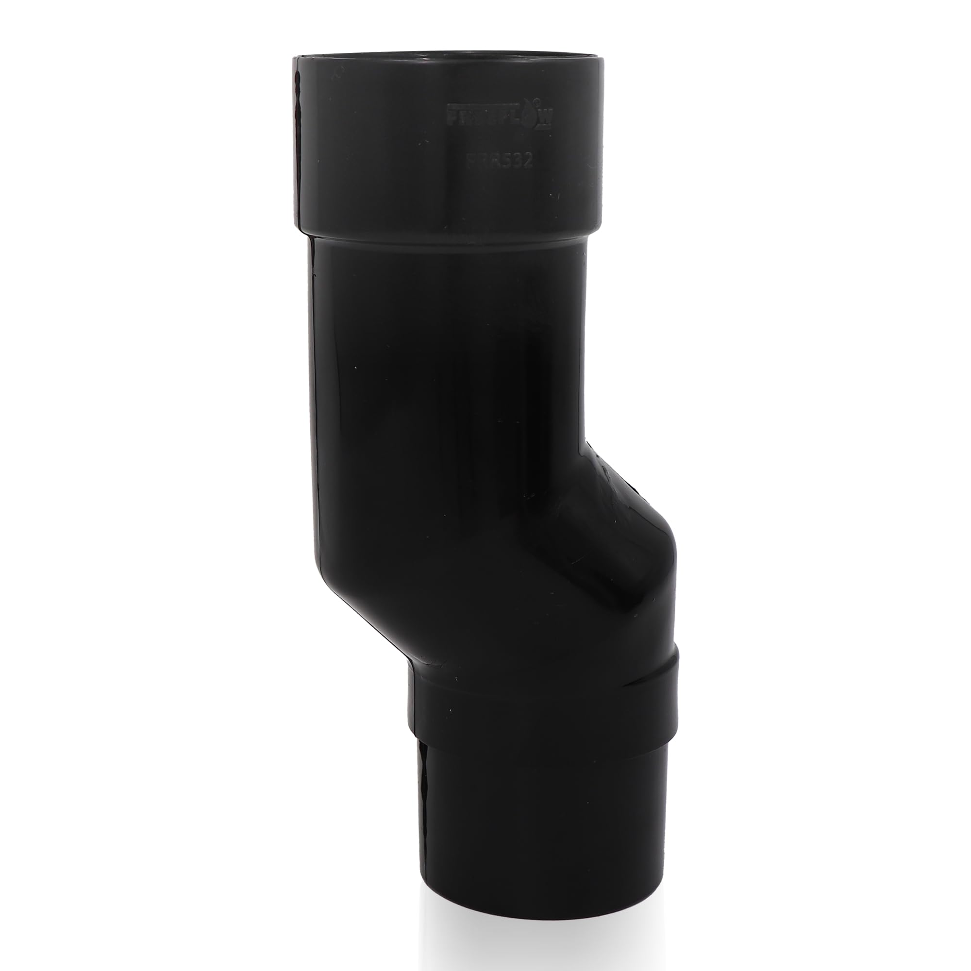 Black Round Downpipe Offset Mini Bend UV-Resistant Fits 68mm Downpipe & 112mm Gutter Easy Install Leak-Proof Seal Weather-Resistant for Freeflow Rainwater Management System