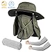 Seektop Fishing Hat, Men Women UPF 50+ Protection Outdoor Sun Hiking Hat with Removable Neck Flap and Face Cover Mask -Kit Include Cooling Arm Sleeves, Cooling Towel