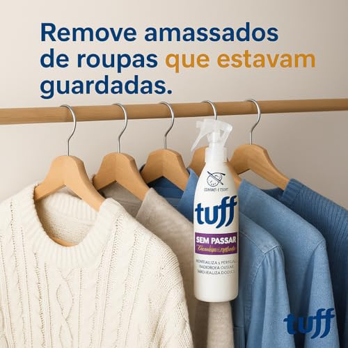 Kit 2 Unidades Tuff Sem Passar – Spray Desamassa Roupas, Perfuma, Neutraliza Odores e Revitaliza Tecidos – 350ml