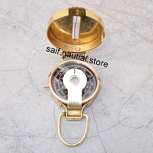 Vintage Old Style Military Compass Nautical Pocket Shiny Brass Navigational Instrument