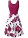 VETIOR Floral Sundress, Women's Sleeveless Scoop Neck Floral A-Line Patchwork Dress Rose