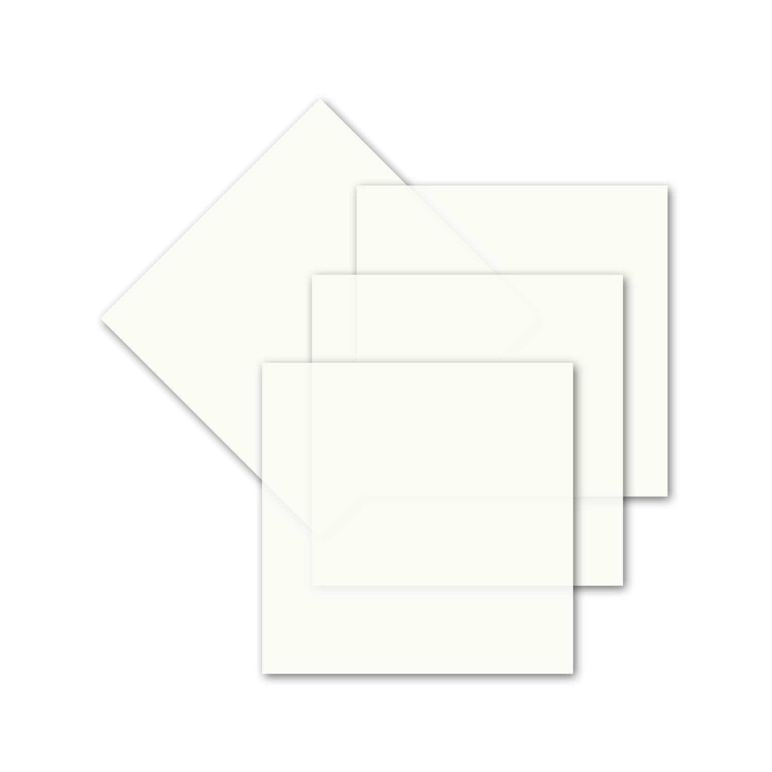 50x Unfolded Simple Insert Paper for Square Cards – Transparent White – 12 x 12 cm – Printable with Laser – Matte Paper by Neuser®