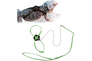 HOKABLE Adjustable 4.72inch Reptile Lizard Harness Leash,Turtle Lizard Pet Traction Belt Bearded Dragon Accessories Soft Small Pet Animal Harness Rope Outdoor Used (Green)