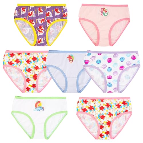 Disney Girls' Princess Ariel from The Little Mermaid 100% Combed Cotton Underwear Panties Sizes 2/3t, 4t, 4, 6 and 8