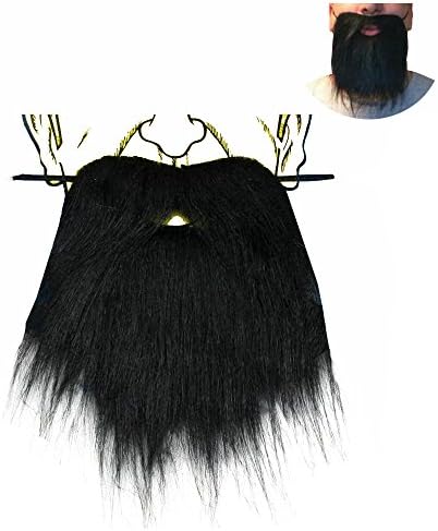 Lautechco Fake Beard and Mustache for Adults Kids Fake Beard Black with Realistic Costume Accessory