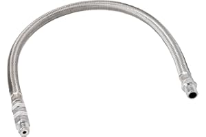 Vixen Horns Stainless Steel Air Compressor Braided Leader Hose with Check Valve 1/4" NPT Male to 1/4" NPT Male 20inch Chrome VXA7333