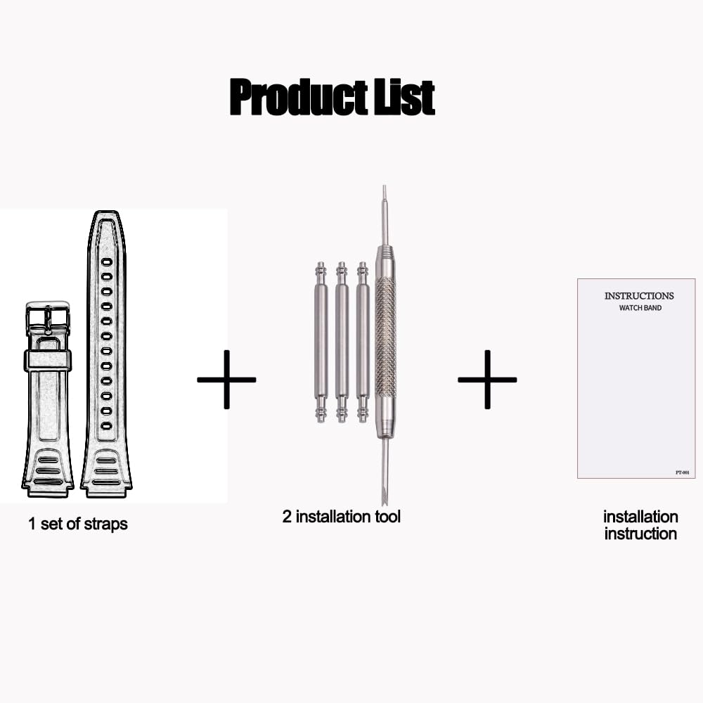 Rubber Watch Band Compatible with Casio W800HG W-800H Series Watch Replacement Resin Strap