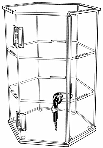 Hexagonal Acrylic Display Case - Locking (HX22 - 18" tall - 2 shelves)