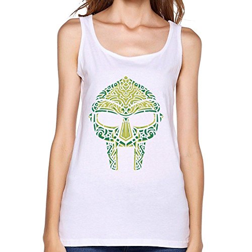 TLMKKI Women's MF Doom Logo Tank Top White L