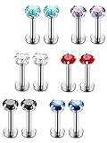 Jstyle 12 Pcs a Set 316L Stainless Steel 16G 2-4mm CZ Nose Piercing Labret Monroe Lip Rings Ear Piercings Studs 6-10mm Bar Length