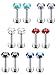 Jstyle 12 Pcs a Set 316L Stainless Steel 16G 2-4mm CZ Nose Piercing Labret Monroe Lip Rings Ear Piercings Studs 6-10mm Bar Length