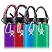 RoryTory Paracord Survival Strap Cord Carrier Handle with Security Ring & Carabiner for Wide Mouth Water Bottles & Flasks (Family Value Pack) - Fits 12oz to 64oz - Set of 4
