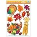 Holiday Designs Thanksgiving Window Cling Decorations - 4 Large Sheet Sets Featuring Turkeys, Pilgrims, Leaves, Pumpkins, Cornucopia and Other Fall Themes
