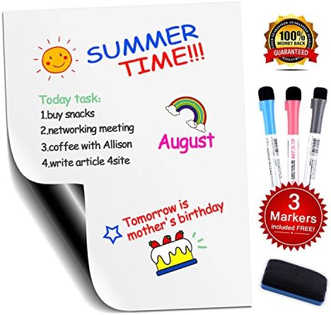 Magnetic Refrigerator Dry Erase Calendar, 12” x 16” Monthly Planner Whiteboard Message Organizer for Kitchen Fridge with Free Magnetic Dry Erase Marker