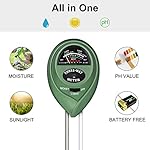 Soil pH Meter, Bodear 3-in-1 Soil Tester Kit with Moisture, pH Value and Light Sensor for Indoor & Outdoor Plants Care, Easy to Use and Fast Read, A Must-Add to Garden & Lawn(No Battery Needed)
