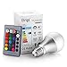 Elrigs A19 Color Changing LED Bulb E26 Base RGB + 5W (40W Equivalent) Cool White (6000K), 230° Beam Angle, Remote Controller Included