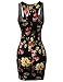 Awesome21 Floral Print Sleeveless Racer-Back Mini Body-Con Dress Black S