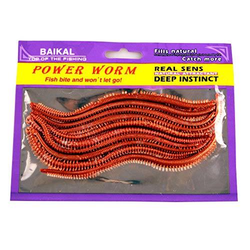 Glumes Pack of 10 Fishing Lure Worms Bass Fishing Lure Kit Rig Worms Soft Plastic Stick Baits Plastic Fishing Wax Worms Soft Durable Fishing Lures Soft Lures Baits - Thumbnail 2