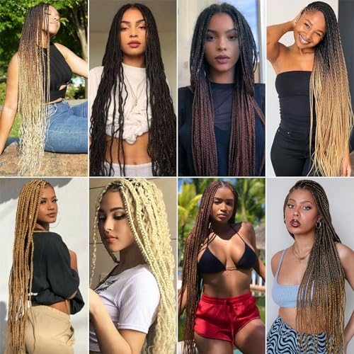 Xusuperb Pre Stretched Braiding Hair Dark Chocolate Brown 30 Inches Kanekalon Easy Braids Hair Extension for African Braids 6 Packs Soft Yaki Extension Fake Hair for Braiding (#4)