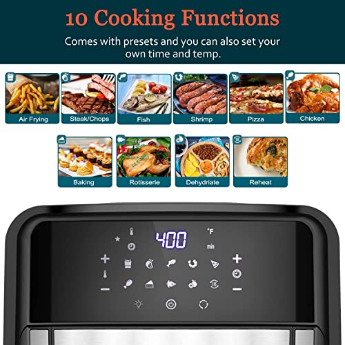 AUMATE Air Fryer Oven with Rotisserie Dehydrator 13QT, 10in1