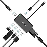 USB C Hub, dodocool 7-in-1 USB C Adapter with Power Delivery, 4K HD/VGA Output, Gigabit Ethernet Adapter, 3 USB 3.0 Ports for MacBook Pro/Chromebook Pixel and More