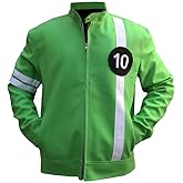 Litswear Green Alien Swarn Tennyson Ben - Ten Jacket Faux Leather Green and White Biker Jacket For Men