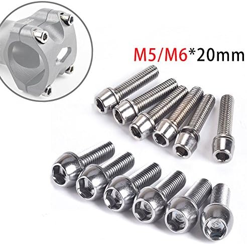 10Pcs Bicycle Handlebar Screws M5/M6 x20mm Bolts Fixed For MTB Bike Handlebar Raiser,Bottle Holder ,Front brake Rotors (M520mm)