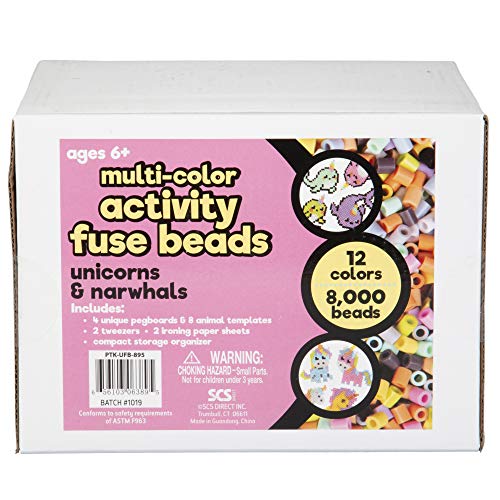 8 000pc Fuse Bead Unicorn And Narwhal Super Kit 12 Colors 8 Animal Templates 4 Peg Boards Tweezers Ironing Paper Case Works With Perler Beads Pixel Art Project Pricepulse