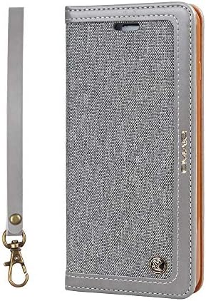 for iPhone Cases & Covers for iPhone Xs Max [Denim Canvas + PU Leather] Genuine Premium Flip Folio Wallet Case Cover (Color : Gray)