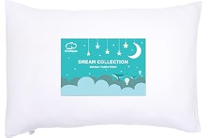 LittleHippo Toddler Pillow (13x18) with Viscose Derived from Bamboo Pillowcase - Hypoallergenic Toddler Pillow for Sleeping, Kids Pillow, Travel Pillows, Mini Pillow, Toddler Bed Pillow (White)