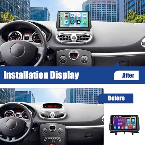 SIXWIN 2GB+64GB Android 15 Car Radio for Renault Clio 3 2005-2017 with Carplay/Android Auto Wireless, Clio Radio 3 Touch Screen 9 Inch Car with WiFi GPS Mirror Link Bluetooth FM/RDS EQ