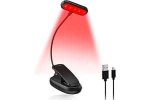 Lamptobe 670nm Red Light Reading Lamp Clip On, Rechargeable Dimmable Blue Light Blocking Book Light with Amber and Red Lighti
