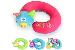 qianliyer Carseat Neck Support for Toddler - U-Shape Travel Neck Pillow for Kids Traveling - Pig Stuffed Animal - Soft Plush Material