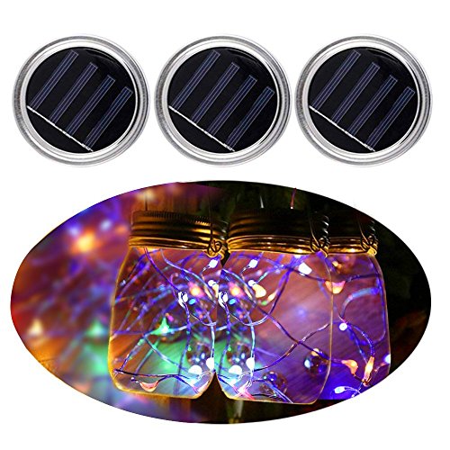 3pcs Solar Mason Jar Cover Lamp Patio Light Lanterns Outdoor
