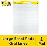 Post-it Super Sticky Easel Pad, 25 x 30 Inches, 30 Sheets/Pad, 1 Pad (560SS), Large White Grid Premium Self Stick Flip Chart Paper, Super Sticking Power