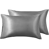 Love's cabin Silk Satin Pillowcase for Hair and Skin (Dark Gray, 20x30 inches) Slip Pillow Cases Queen Size Set of 2 - Satin 
